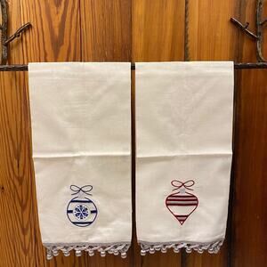 MMW Brand New Linen/Cotton Christmas Tea Towel Set